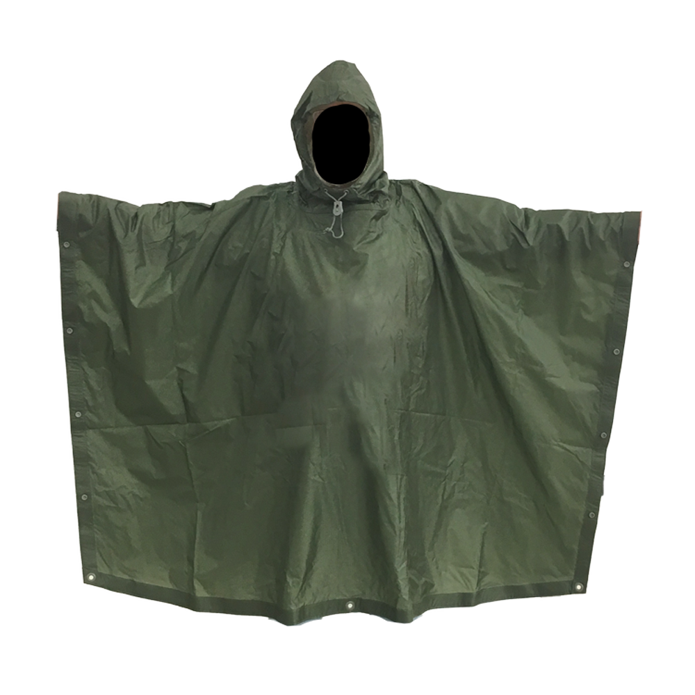 Foliage Green Poncho with Snaps
