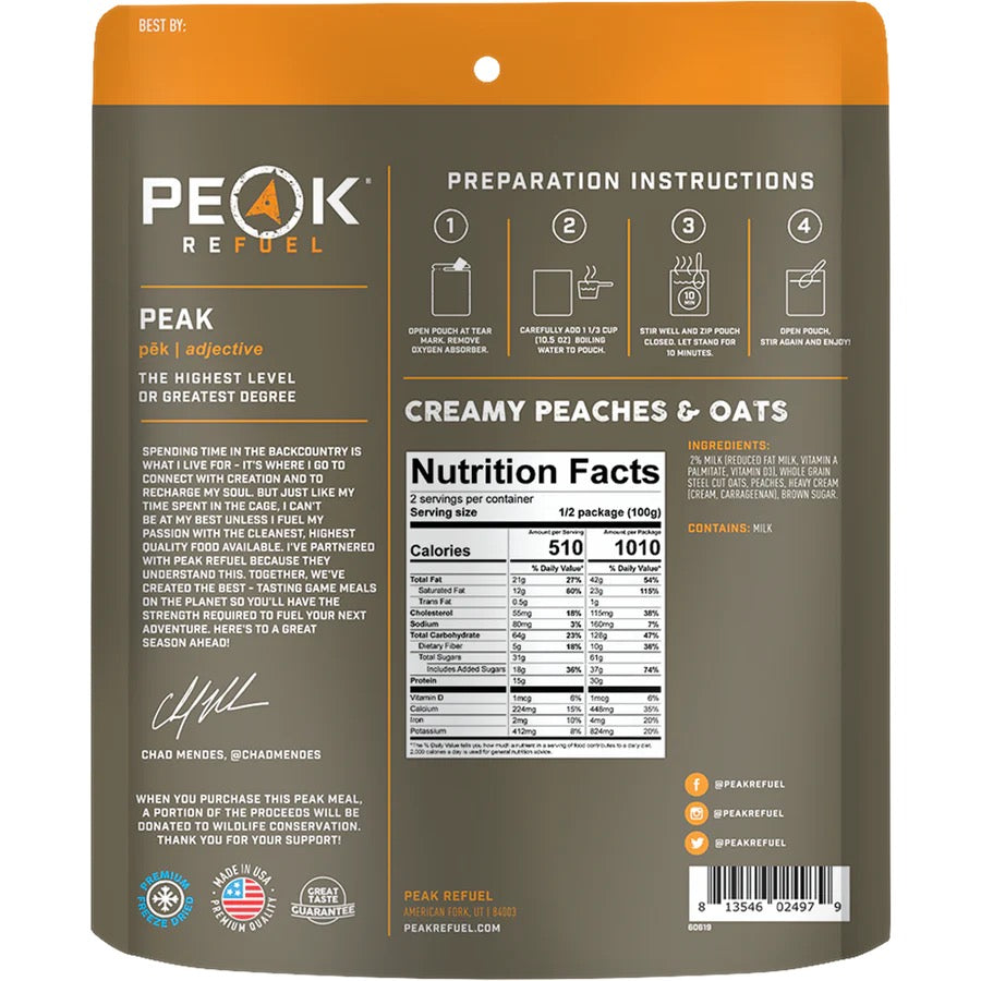 Peak Refuel Peaches & Cream Steel Cut Oatmeal