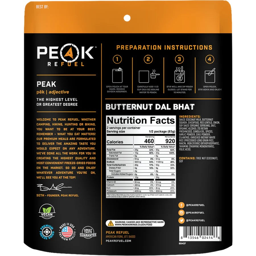 Peak Refuel Butternut Dal Bhat (v)