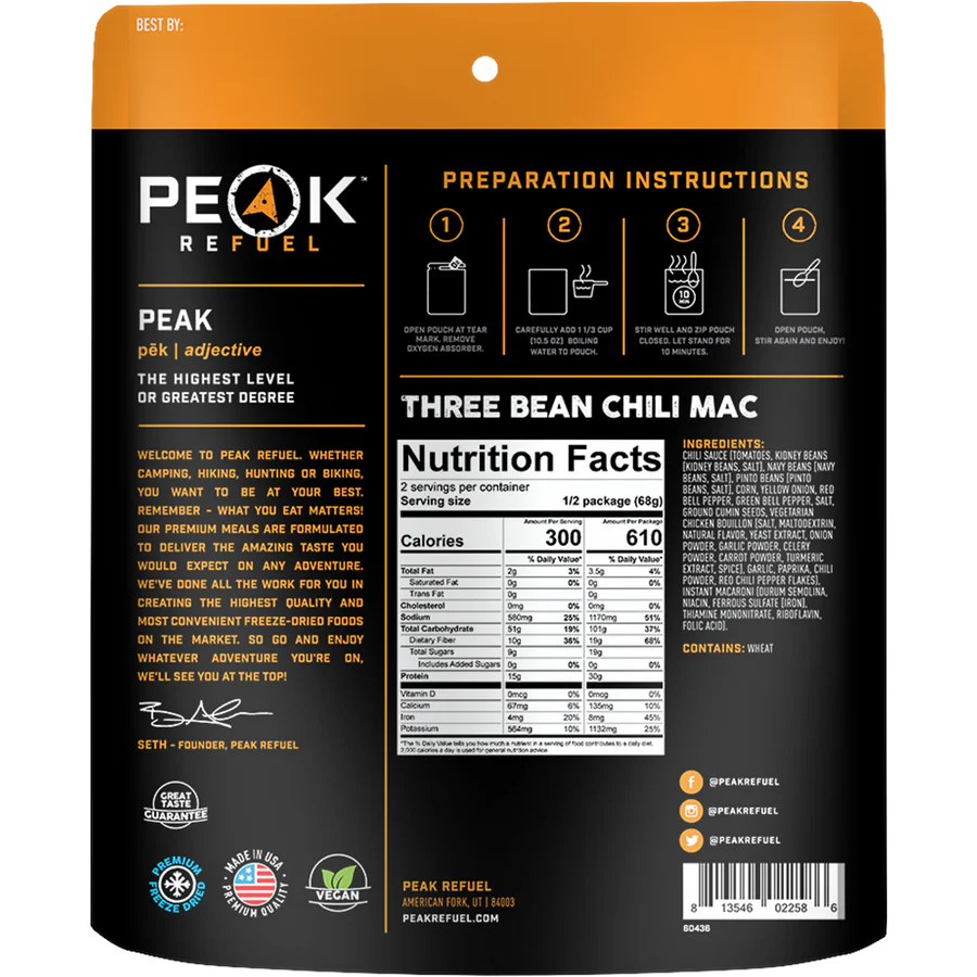Peak Refuel Three Bean Chili Mac (v)