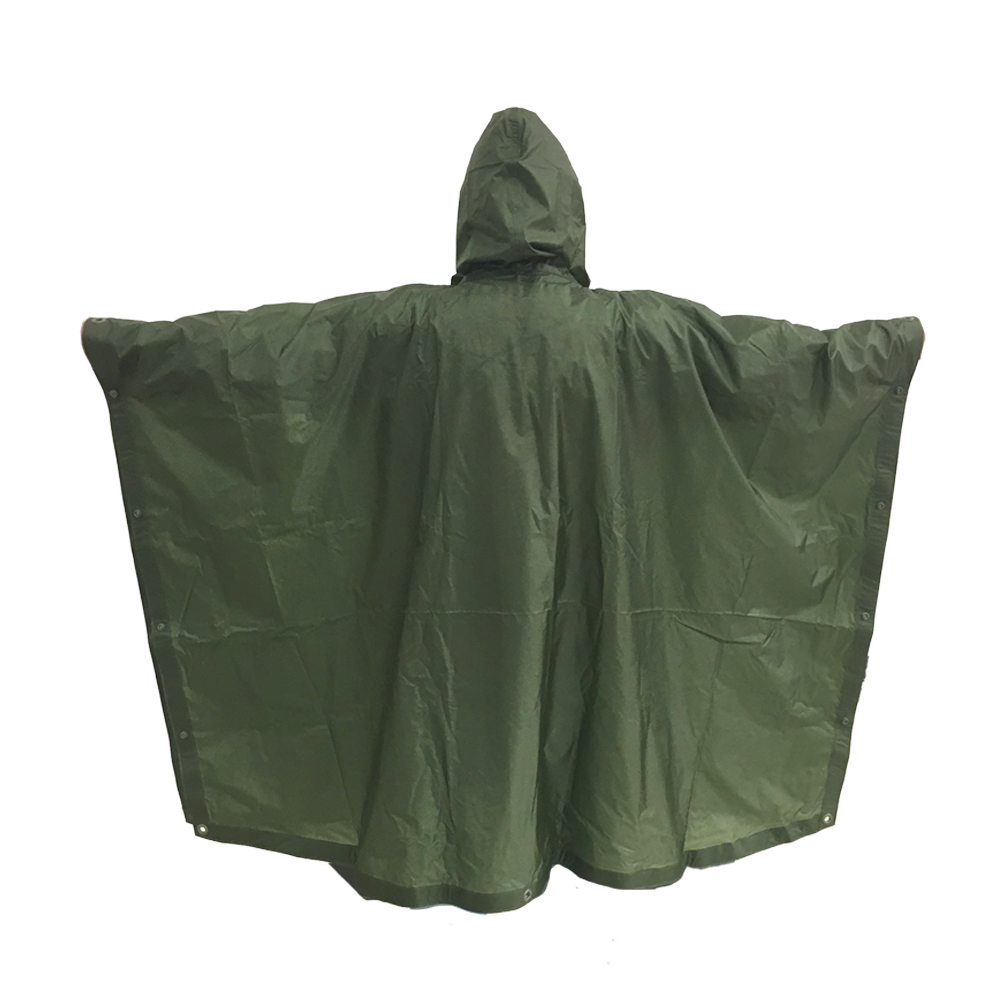 Foliage Green Poncho with Snaps