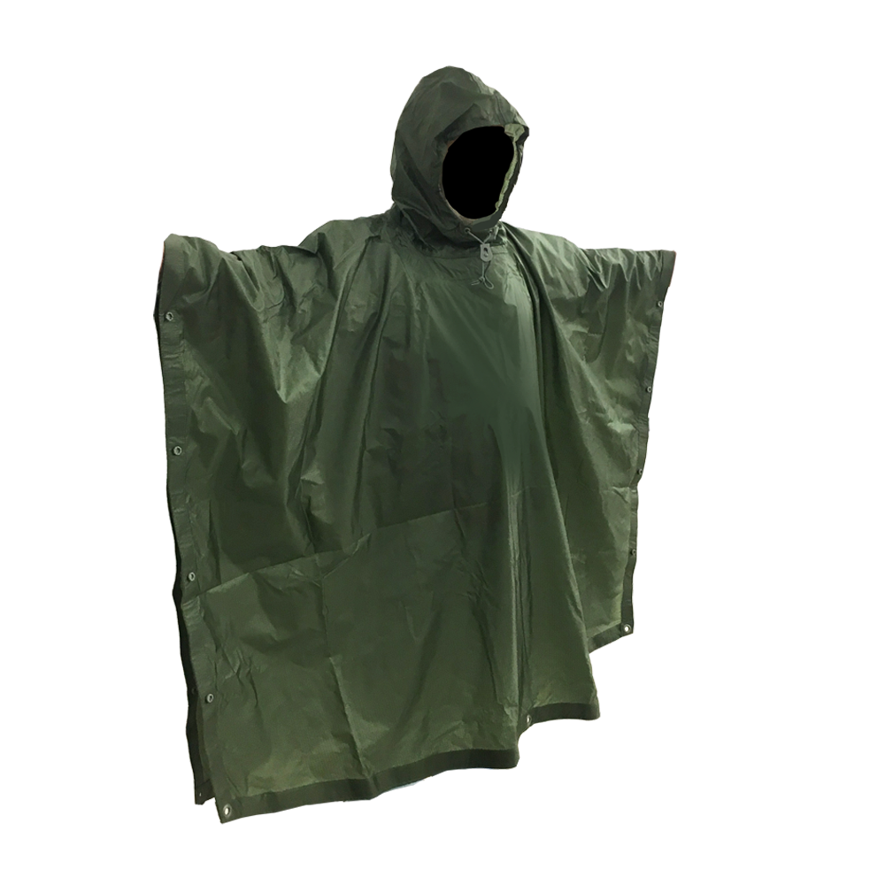 Foliage Green Poncho with Snaps