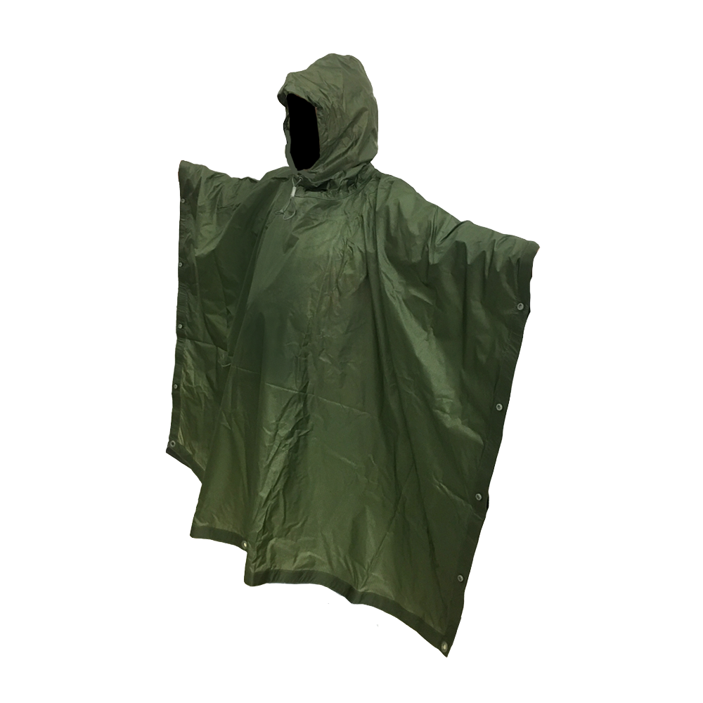 Foliage Green Poncho with Snaps