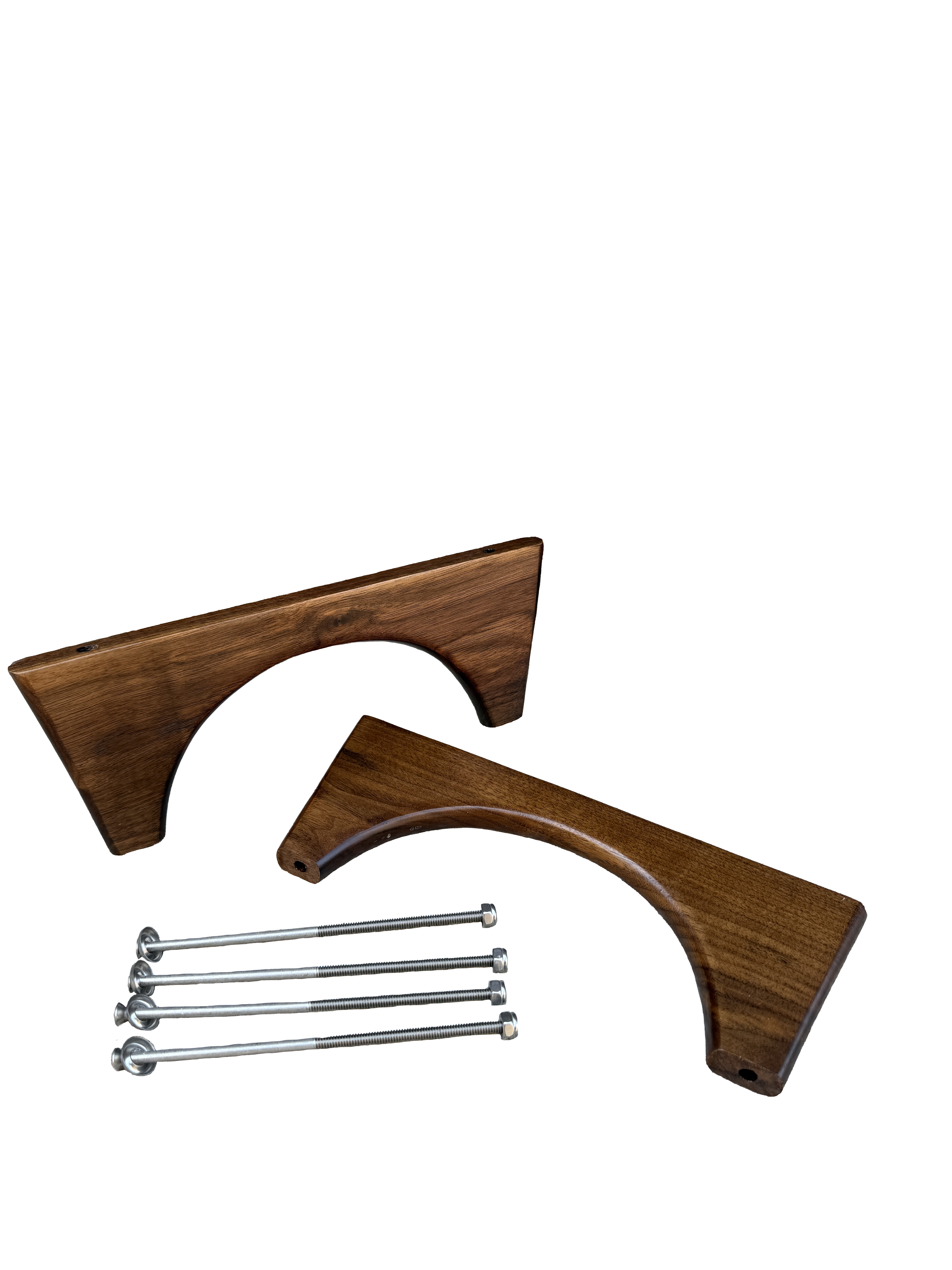 Arched walnut canoe seat drops with hardware included
